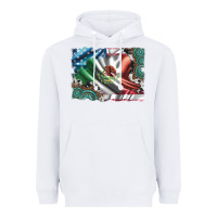 White usa and mexico flag with leopard cowhide and gemstone background Heavyweight Hoodie - Artiststas