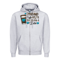 Heather Grey coffee Zipper Hoodie - CowhideDigitalArt