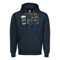 Navy coffee Zipper Hoodie - CowhideDigitalArt