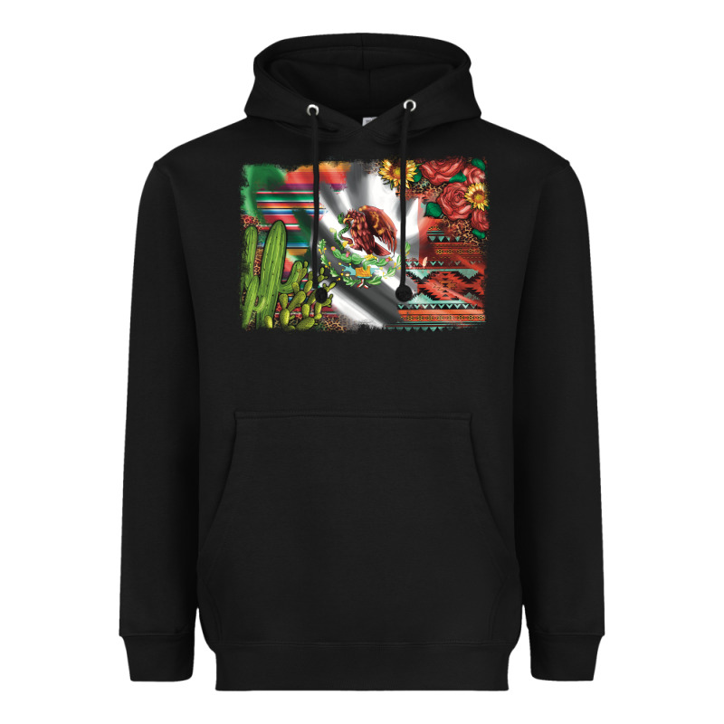 Mexico Flag Sunflowers Roses And Cactus With Serape Aztec And Leopard Heavyweight Hoodie by Artiststas | Teevron