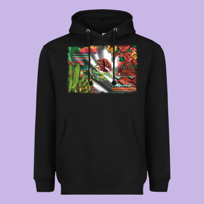 Mexico Flag Sunflowers Roses And Cactus With Serape Aztec And Leopard Heavyweight Hoodie Designed By Artiststas