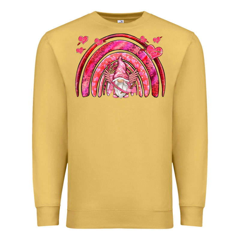 Valentines Day Rainbow With Cupid Gnome Premium Sweatshirt by NancyCooperArtShop | Teevron