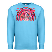 Ocean Blue valentines day rainbow with cupid gnome Premium Sweatshirt - NancyCooperArtShop