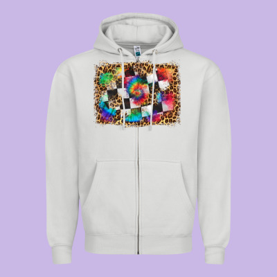 Race Leopard And Tie Dye Background Zipper Hoodie Designed By Hra Design Shop