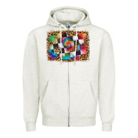 Oatmeal Heather race leopard and tie dye background Zipper Hoodie - HRA Design Shop