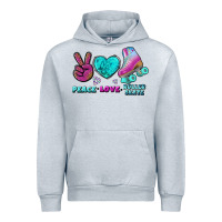 Heather Grey peace love roller skate Urban Hoodie - BundleAndBundleShop