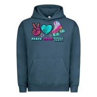 Pigment Midnight Navy peace love roller skate Urban Hoodie - BundleAndBundleShop
