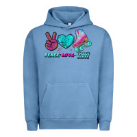 Pigment Pebble Blue peace love roller skate Urban Hoodie - BundleAndBundleShop