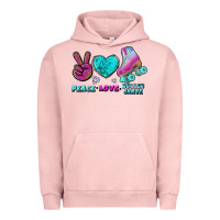 Pigment Salmon peace love roller skate Urban Hoodie - BundleAndBundleShop