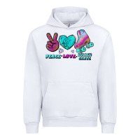 White peace love roller skate Urban Hoodie - BundleAndBundleShop