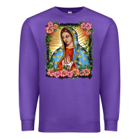 Purple lady of guadalupe portrait Premium Sweatshirt - BarkalooDesign