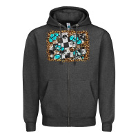 Charcoal Heather race leopard and gemstone background Zipper Hoodie - HRA Design Shop