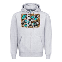 Heather Grey race leopard and gemstone background Zipper Hoodie - HRA Design Shop