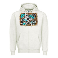 Oatmeal Heather race leopard and gemstone background Zipper Hoodie - HRA Design Shop
