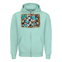 Seafoam race leopard and gemstone background Zipper Hoodie - HRA Design Shop