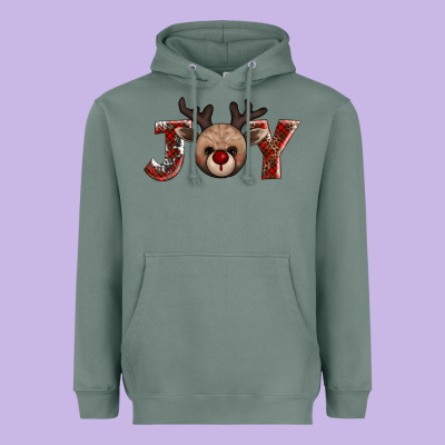 Joy Reindeer Heavyweight Hoodie Designed By Adodesignshop