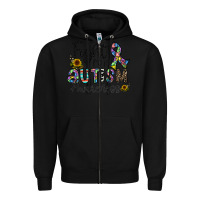 Black fight for autism awareness Zipper Hoodie - CowhideDigitalArt