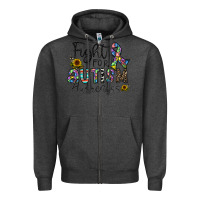 Charcoal Heather fight for autism awareness Zipper Hoodie - CowhideDigitalArt