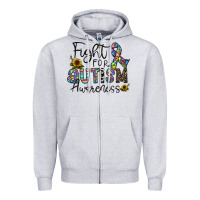 Heather Grey fight for autism awareness Zipper Hoodie - CowhideDigitalArt