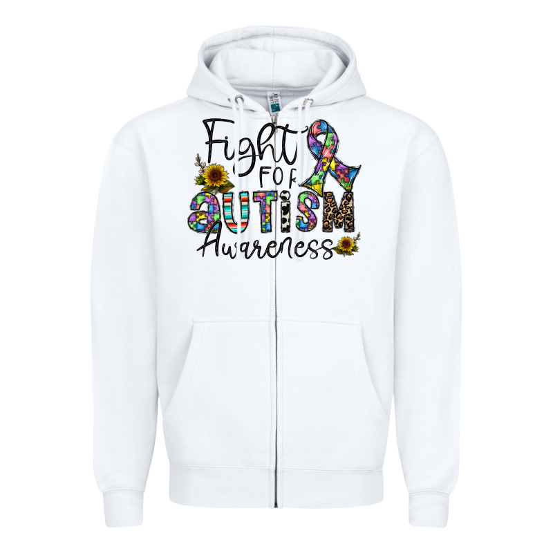 Fight For Autism Awareness Zipper Hoodie by CowhideDigitalArt | Teevron