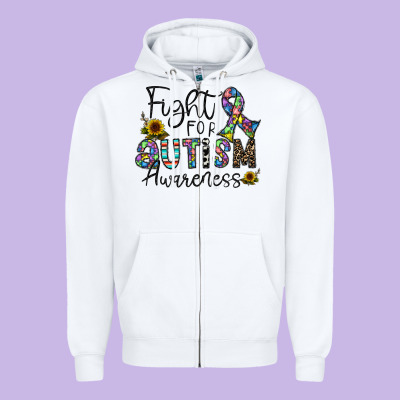 Fight For Autism Awareness Zipper Hoodie Designed By Cowhidedigitalart