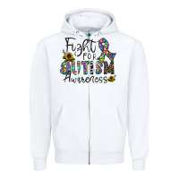 White fight for autism awareness Zipper Hoodie - CowhideDigitalArt