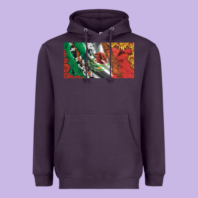 Mexico Flag Cowhide Leopard Sunflower And Roses Licanse  Plate Heavyweight Hoodie Designed By Artiststas