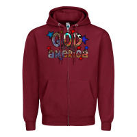 Burgundy god bless america Zipper Hoodie - CowhideDigitalArt