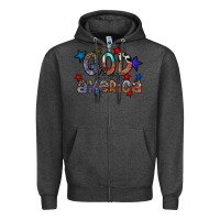Charcoal Heather god bless america Zipper Hoodie - CowhideDigitalArt