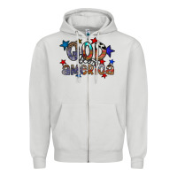 Dove Grey god bless america Zipper Hoodie - CowhideDigitalArt