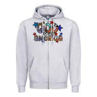 Heather Grey god bless america Zipper Hoodie - CowhideDigitalArt