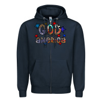 Navy god bless america Zipper Hoodie - CowhideDigitalArt