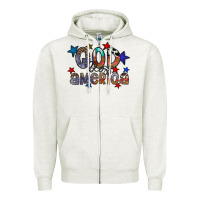 Oatmeal Heather god bless america Zipper Hoodie - CowhideDigitalArt
