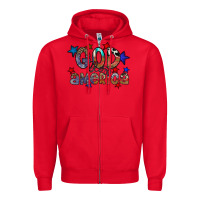 Red god bless america Zipper Hoodie - CowhideDigitalArt