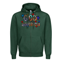Sports Green god bless america Zipper Hoodie - CowhideDigitalArt
