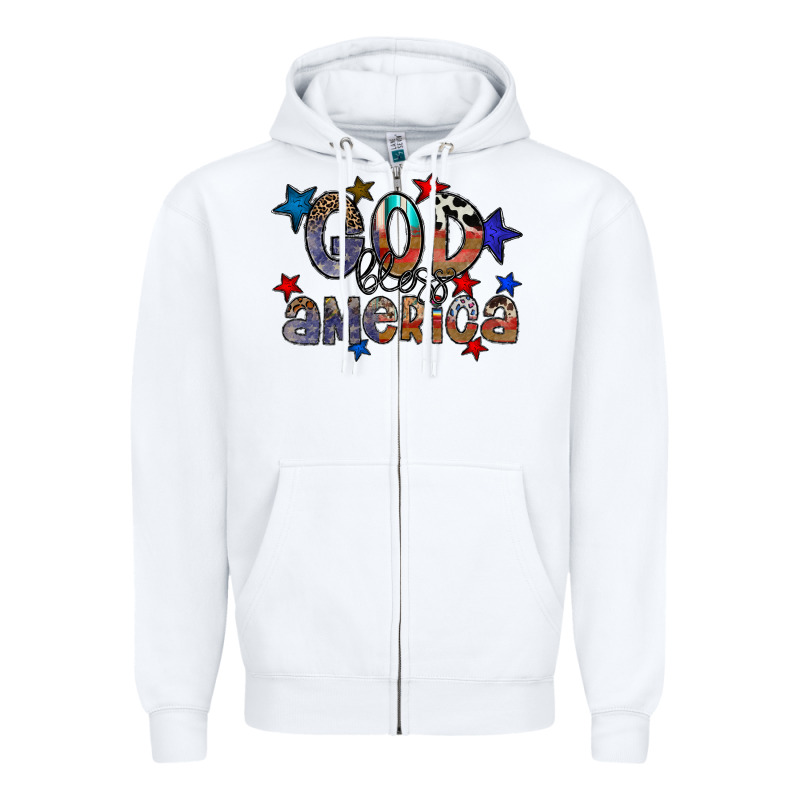 God Bless America Zipper Hoodie by CowhideDigitalArt | Teevron