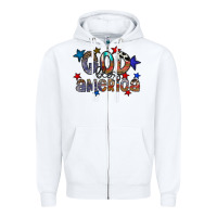 White god bless america Zipper Hoodie - CowhideDigitalArt