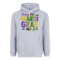 Heather Grey happy mardi gras y'all Heavyweight Hoodie - AdoDesignShop