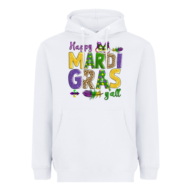 Happy Mardi Gras Y'all Heavyweight Hoodie by AdoDesignShop | Teevron