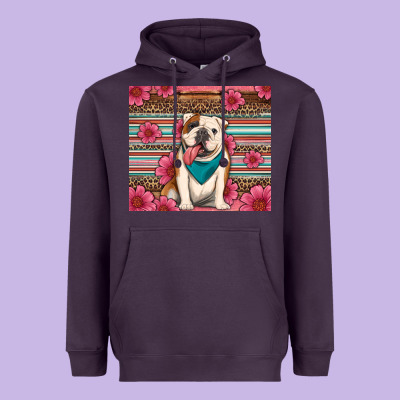 British Bulldog Floral Serape Tumbler Heavyweight Hoodie Designed By Artiststas