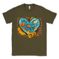 Army Green fall pattern heart with leopard background Classic Tee - HRA Design Shop