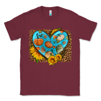Burgundy fall pattern heart with leopard background Classic Tee - HRA Design Shop