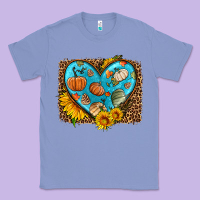 Fall Pattern Heart With Leopard Background Classic Tee Designed By Hra Design Shop