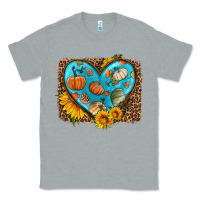 Heather Grey fall pattern heart with leopard background Classic Tee - HRA Design Shop