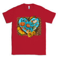 Red fall pattern heart with leopard background Classic Tee - HRA Design Shop