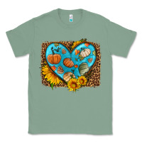 Sage fall pattern heart with leopard background Classic Tee - HRA Design Shop