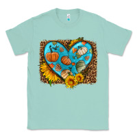 Seafoam fall pattern heart with leopard background Classic Tee - HRA Design Shop