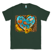Sports Green fall pattern heart with leopard background Classic Tee - HRA Design Shop