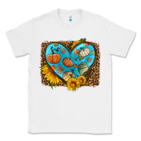 White fall pattern heart with leopard background Classic Tee - HRA Design Shop
