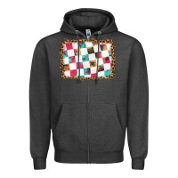 Charcoal Heather race background with leopard frame Zipper Hoodie - HRA Design Shop